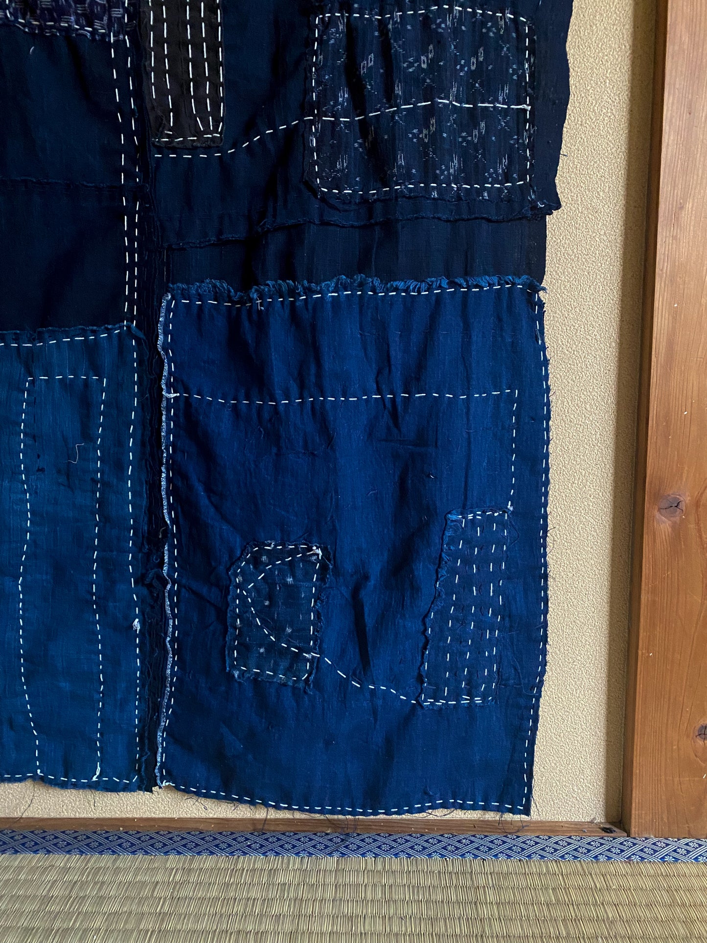 Vintage Authentic Japanese Indigo Dyed Boro Fabric