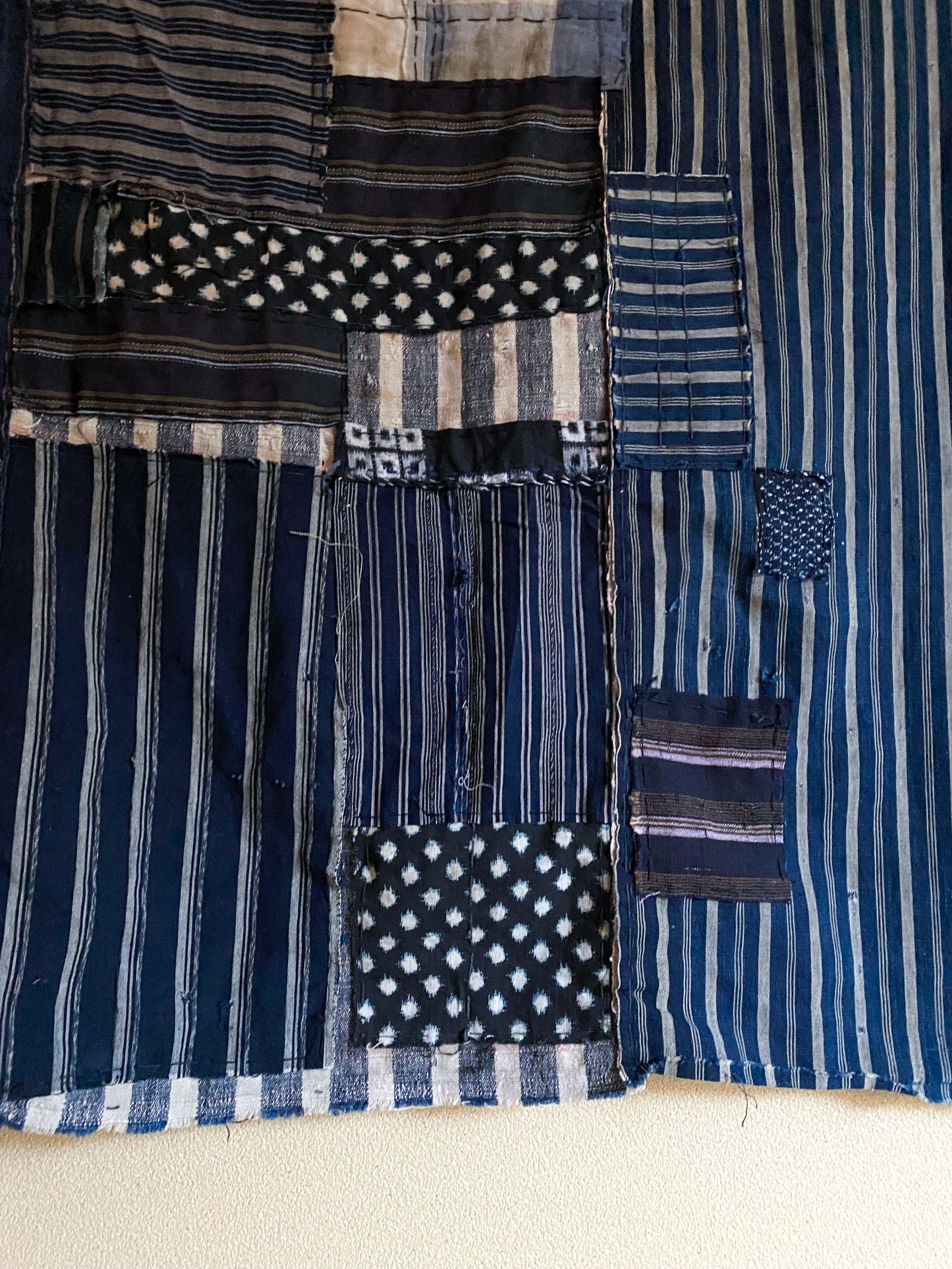 Japanese Indigo Shima Boro Fabric