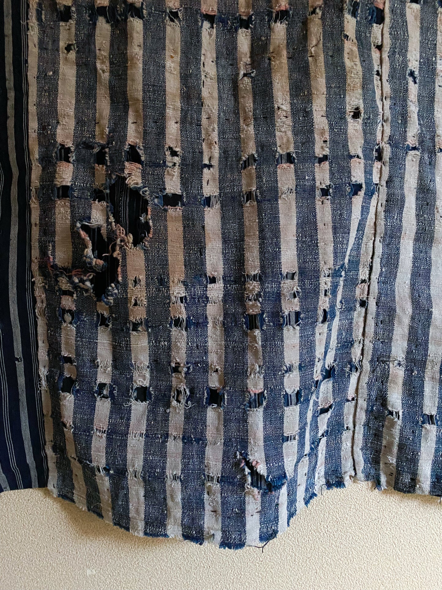 Japanese Indigo Shima Boro Fabric