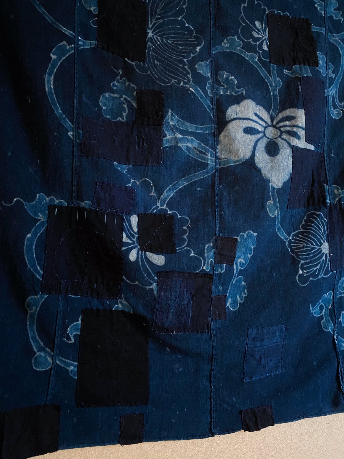 Super Rare Japanese Blue Indigo Dyed Boro Tsutsugaki Fabric