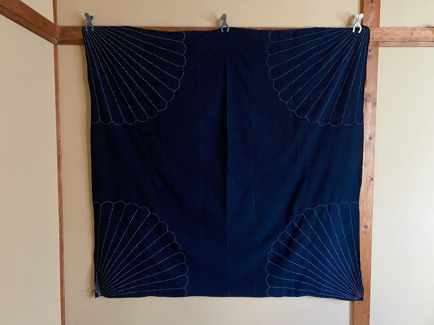 Japanese Indigo Boro Furoshiki With Sashiko Stitch