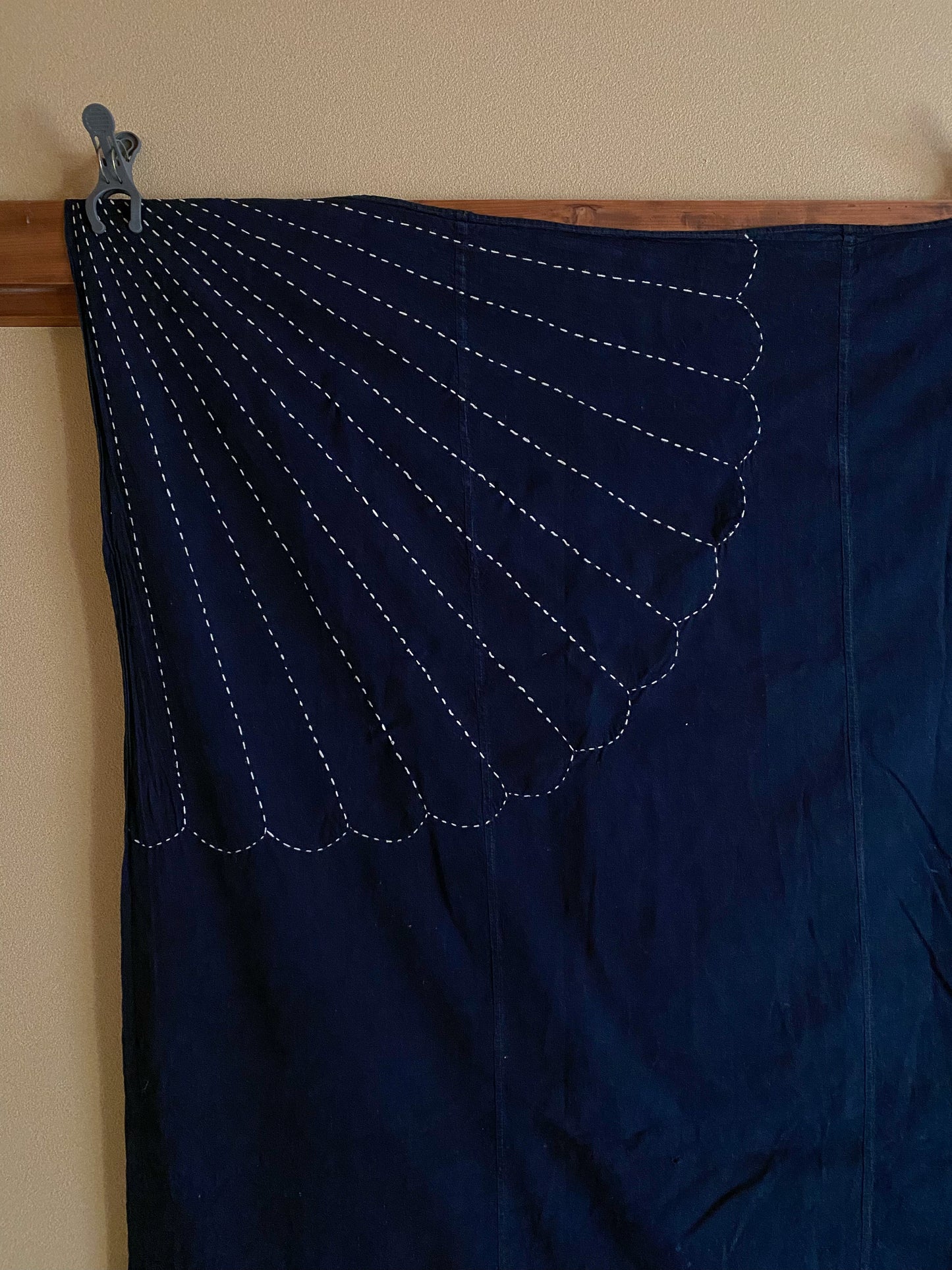 Japanese Indigo Boro Furoshiki With Sashiko Stitch