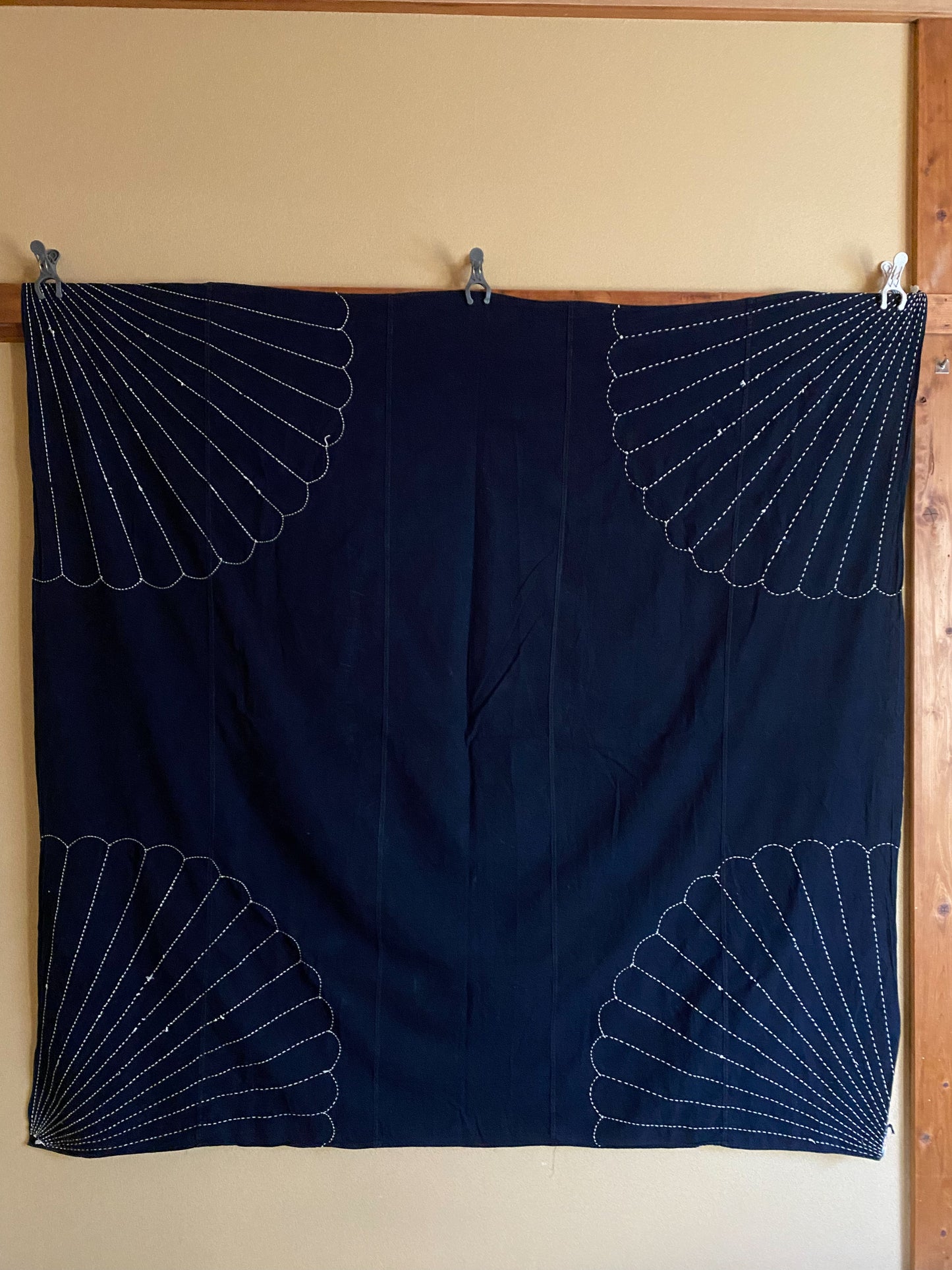 Japanese Indigo Boro Furoshiki With Sashiko Stitch