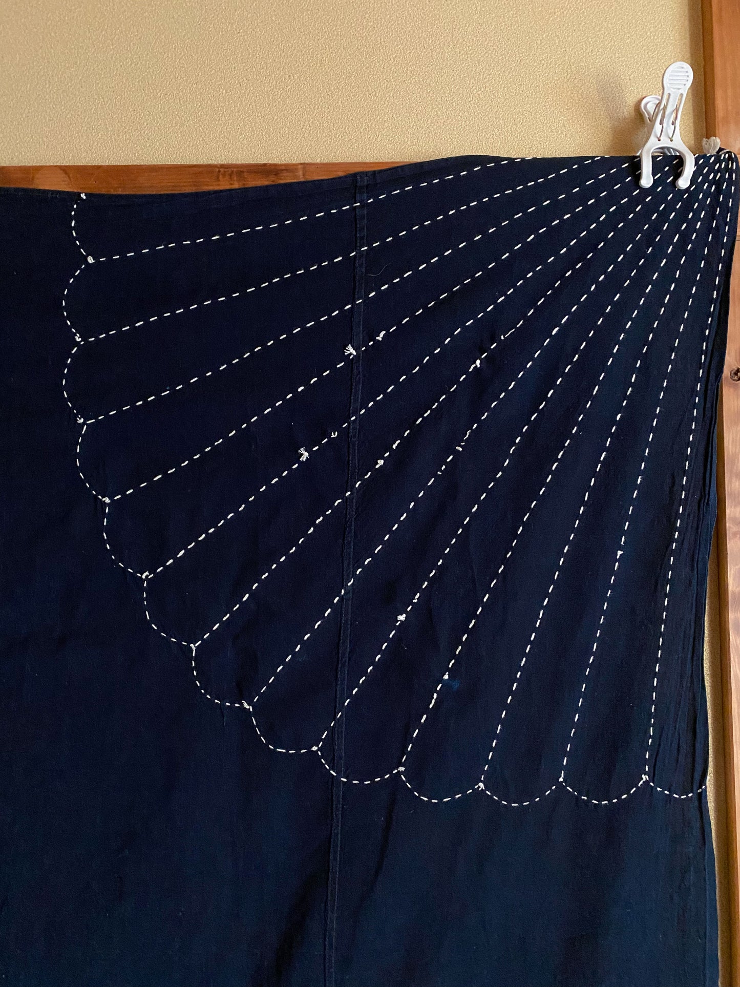 Japanese Indigo Boro Furoshiki With Sashiko Stitch