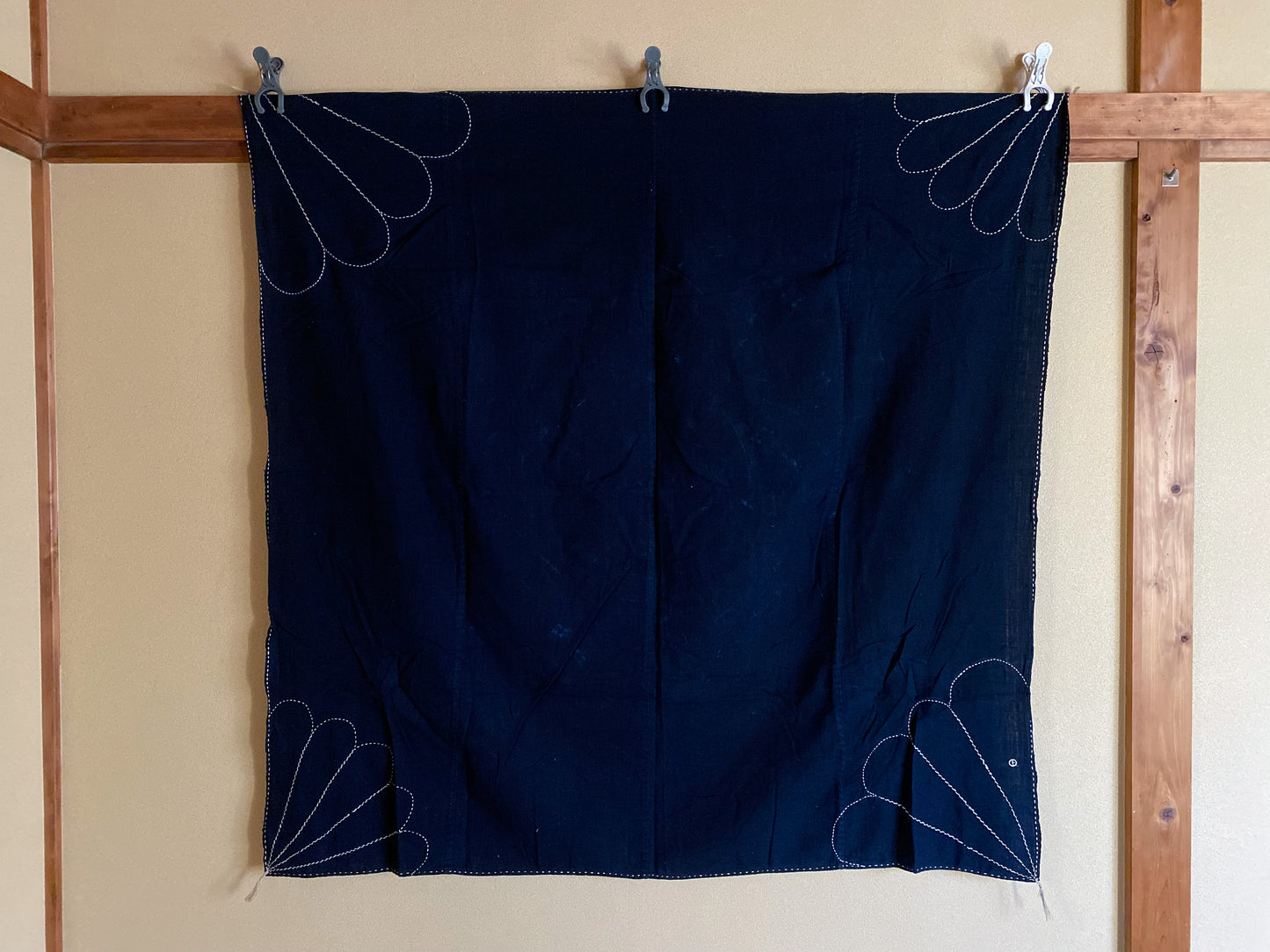 Japanese Indigo Boro Fabric With Sashiko Stitch