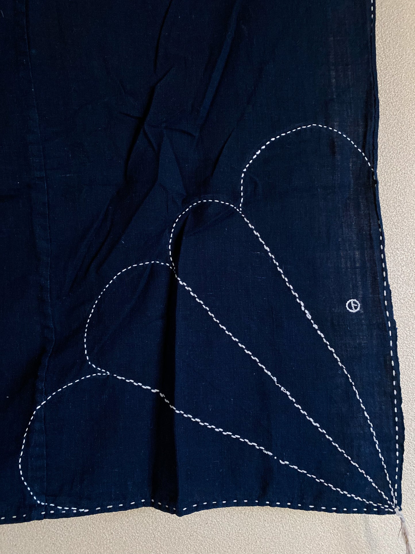 Japanese Indigo Boro Fabric With Sashiko Stitch