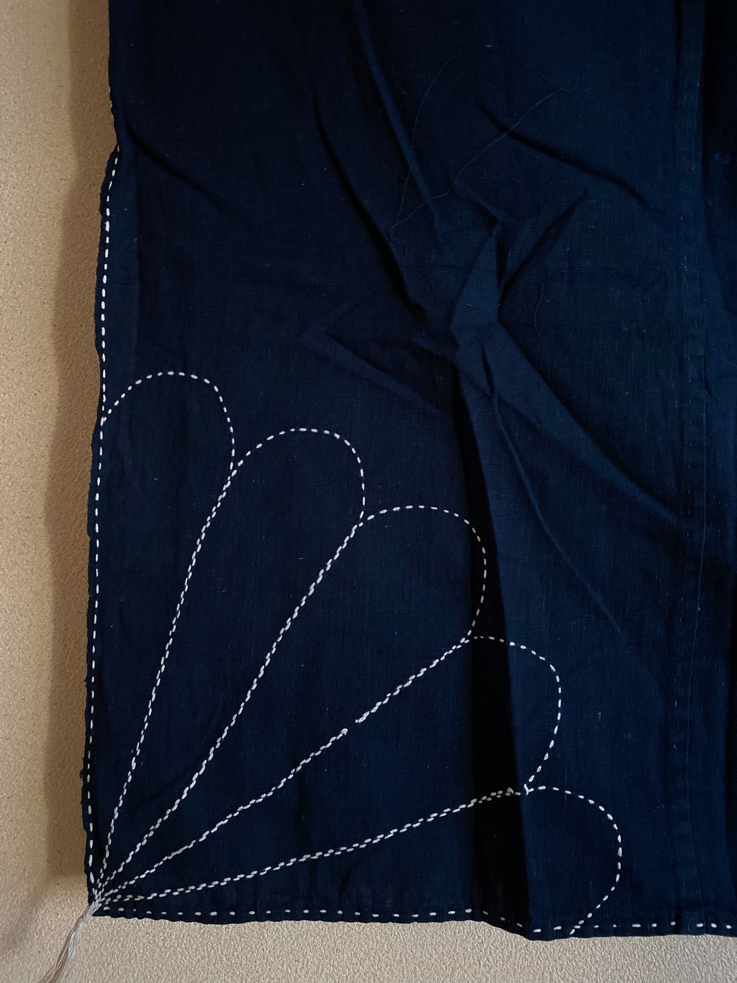 Japanese Indigo Boro Fabric With Sashiko Stitch