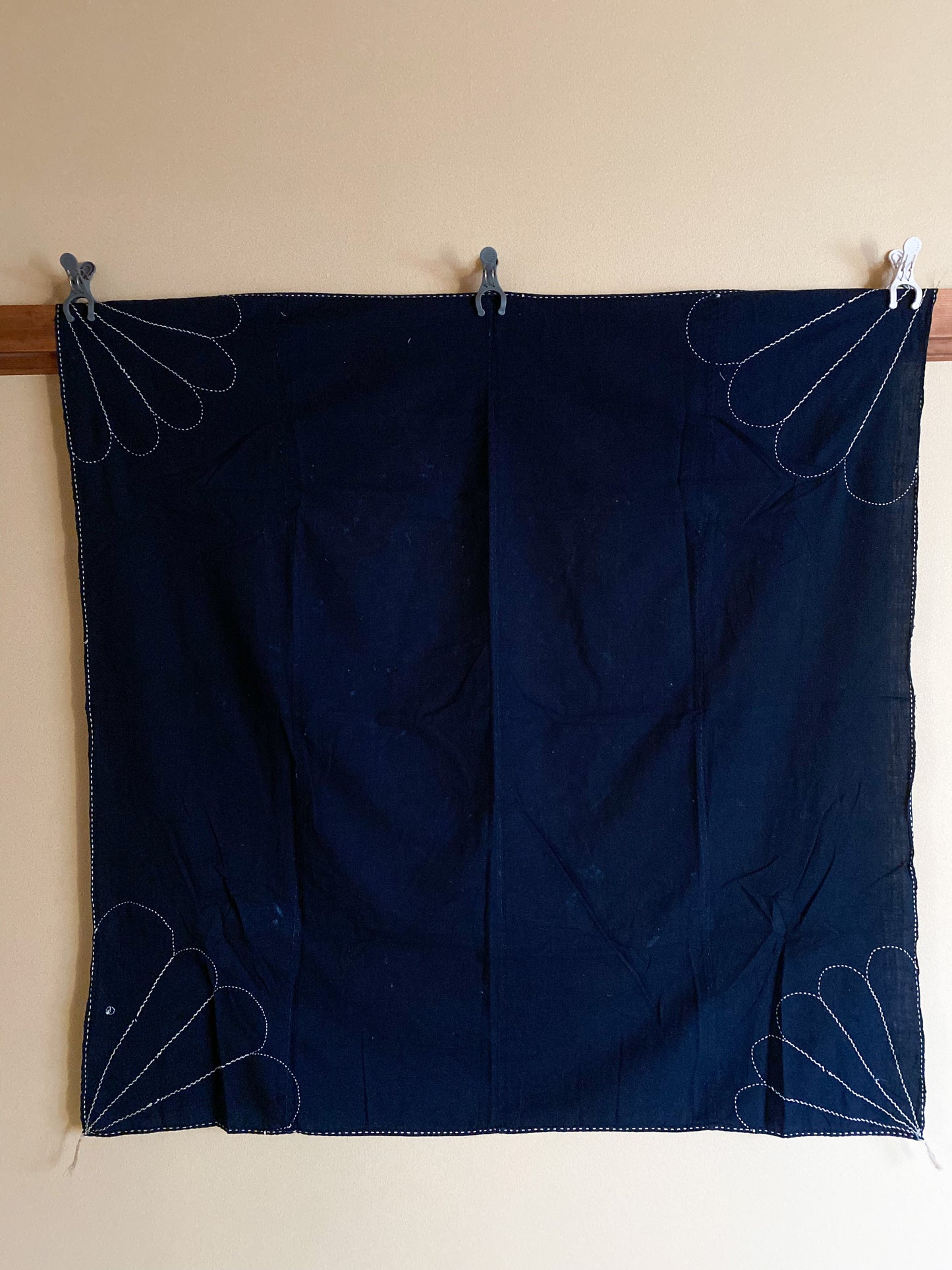 Japanese Indigo Boro Fabric With Sashiko Stitch