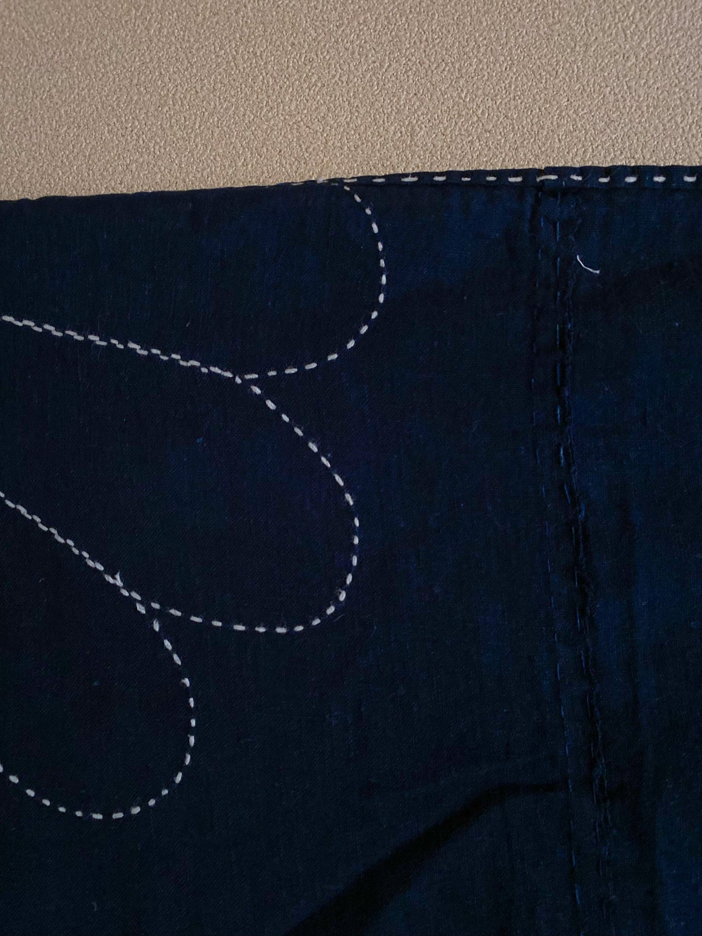 Japanese Indigo Boro Fabric With Sashiko Stitch