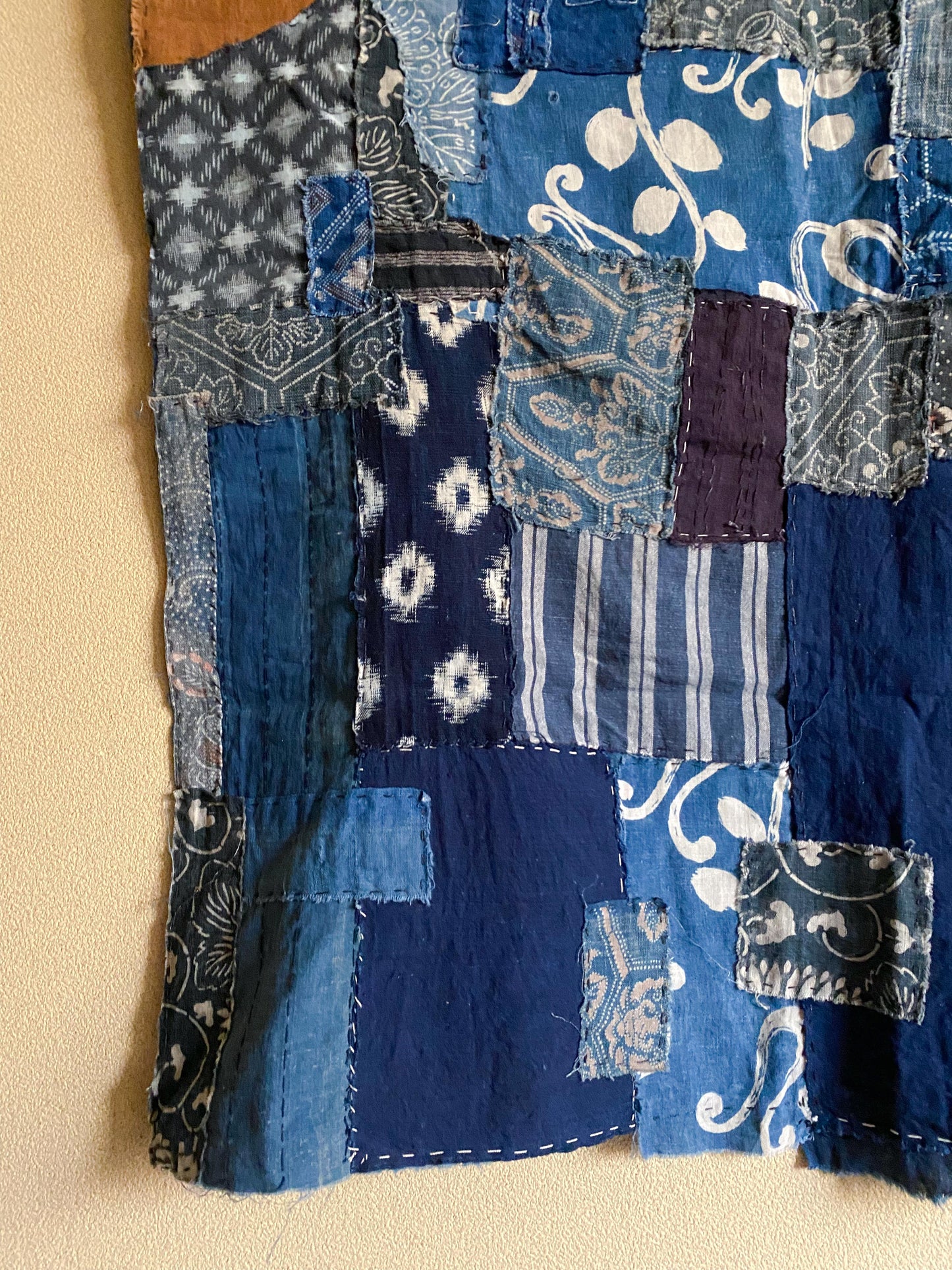 Indigo Patchwork Japanese Boro Fabric | Early Showa Era