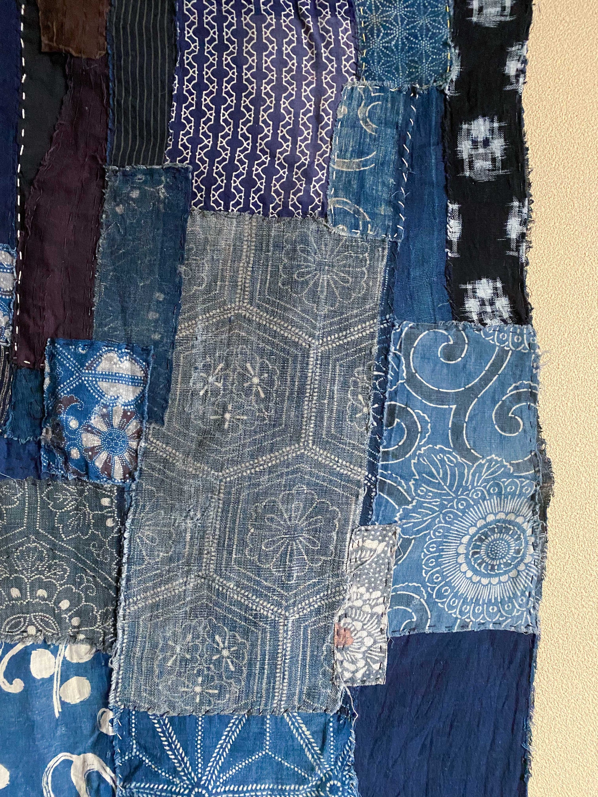 Indigo Patchwork Japanese Boro Fabric
