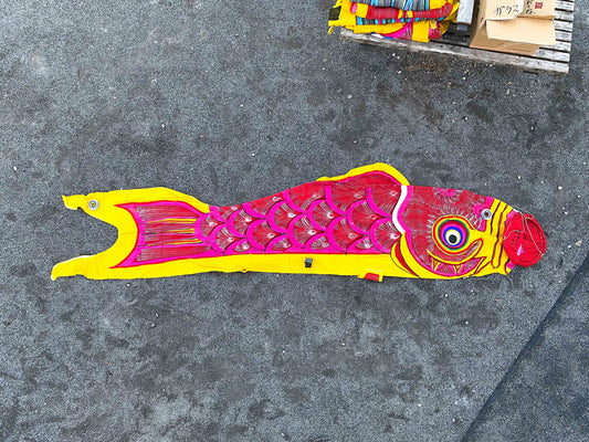 日本のヴィンテージ赤綿鯉のぼり旗生地 |鯉のぼり