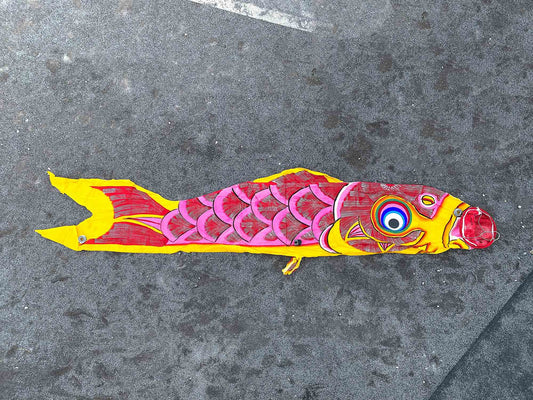 日本のヴィンテージ赤綿鯉のぼり旗生地 |鯉のぼり