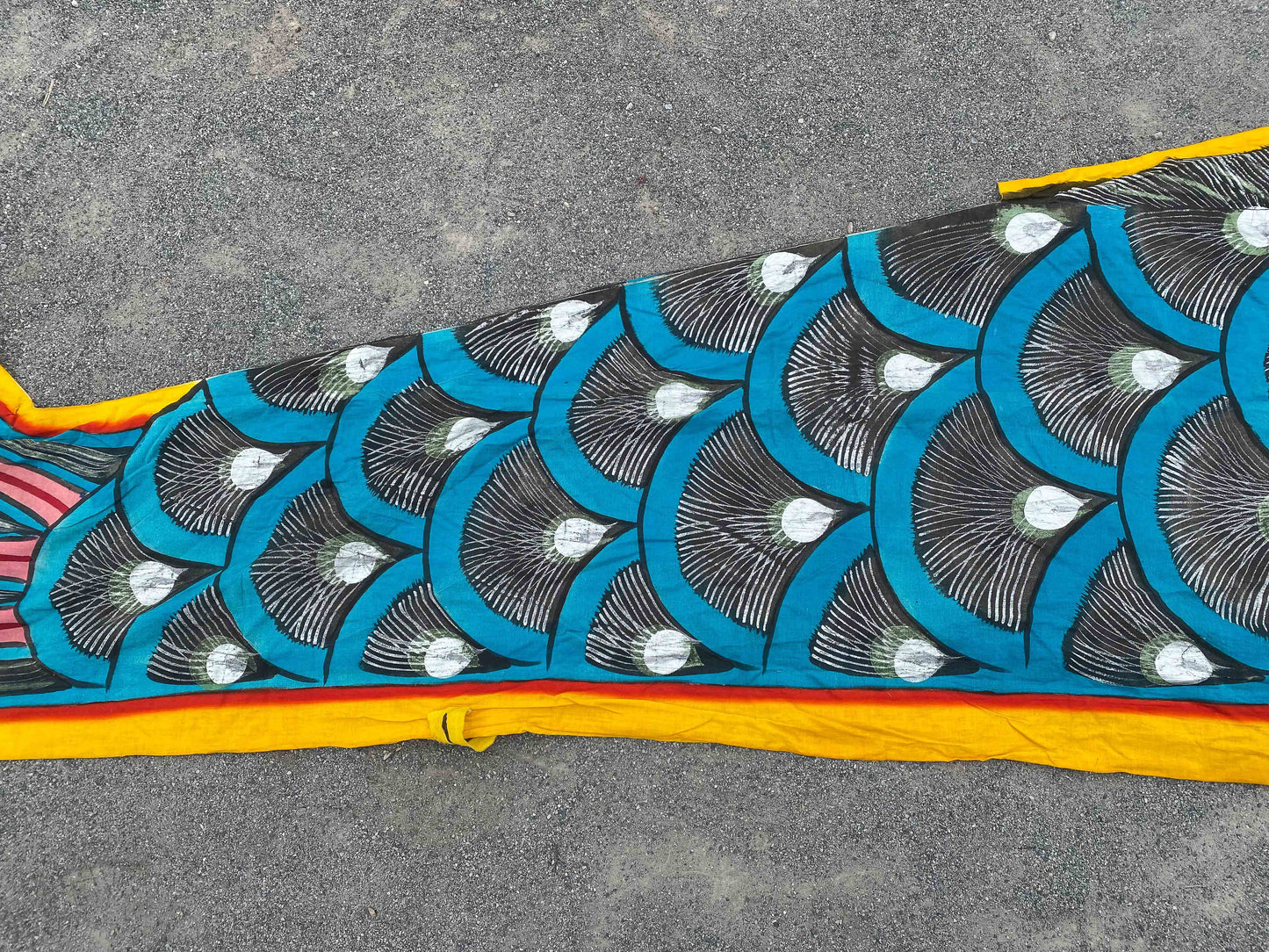 Vintage Japanese Cotton Black/Blue Carp Streamer | Flag Fabric