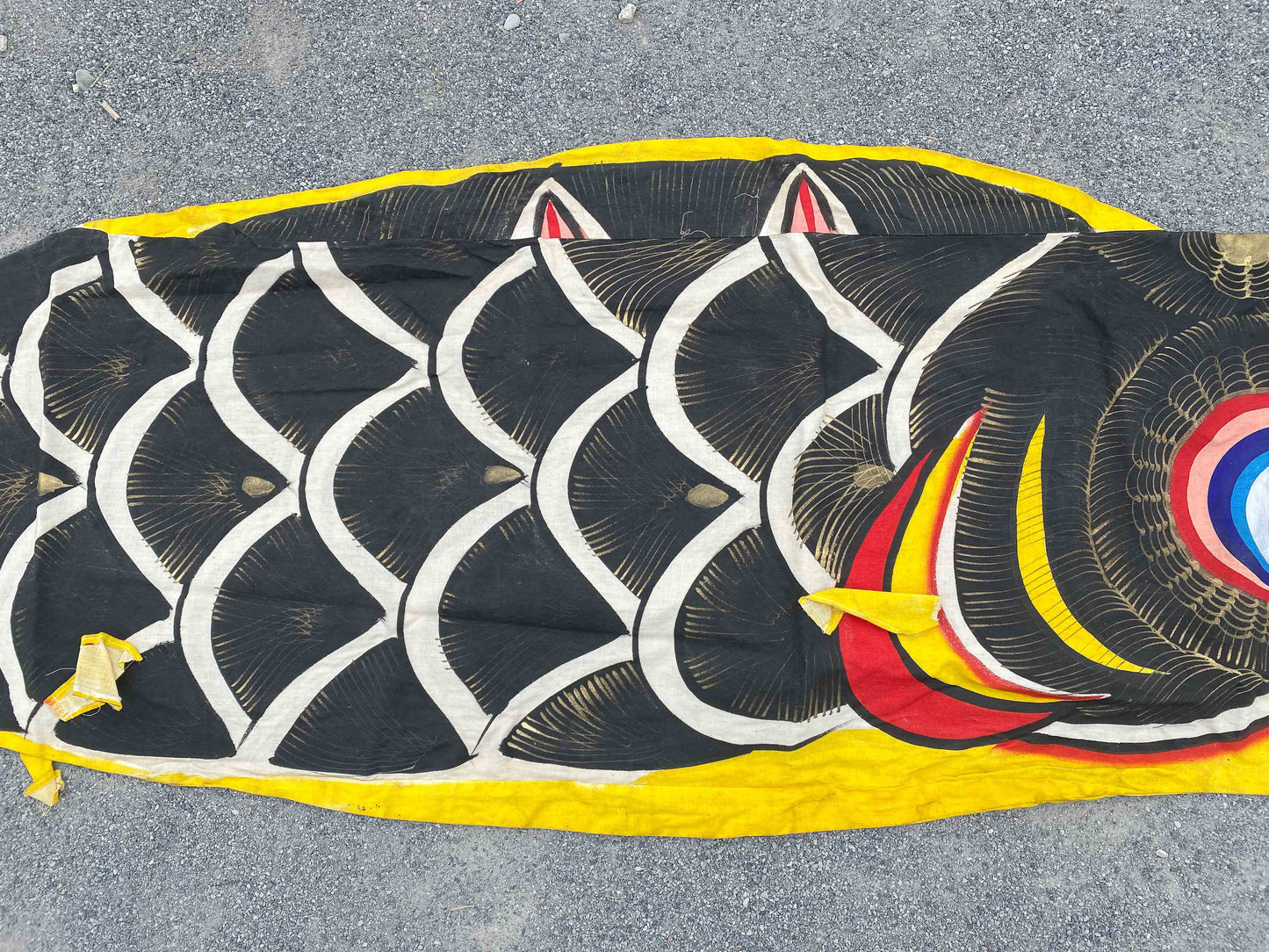 Vintage Japanese Cotton Black Carp Streamer | Flag Fabric