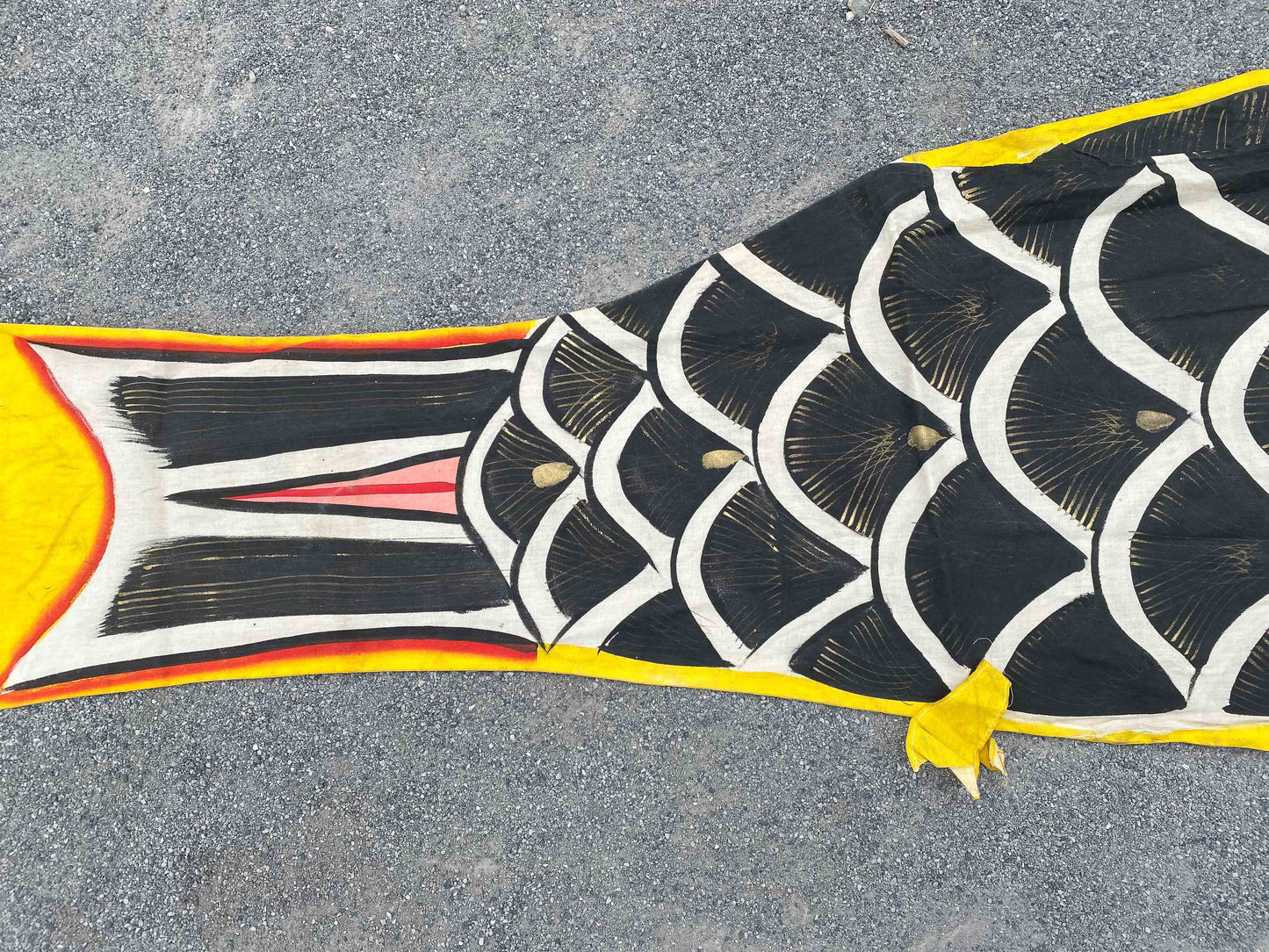 Vintage Japanese Cotton Black Carp Streamer | Flag Fabric